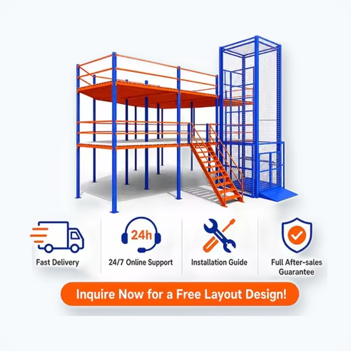 Multi-Level Mezzanine Floor Rack System
