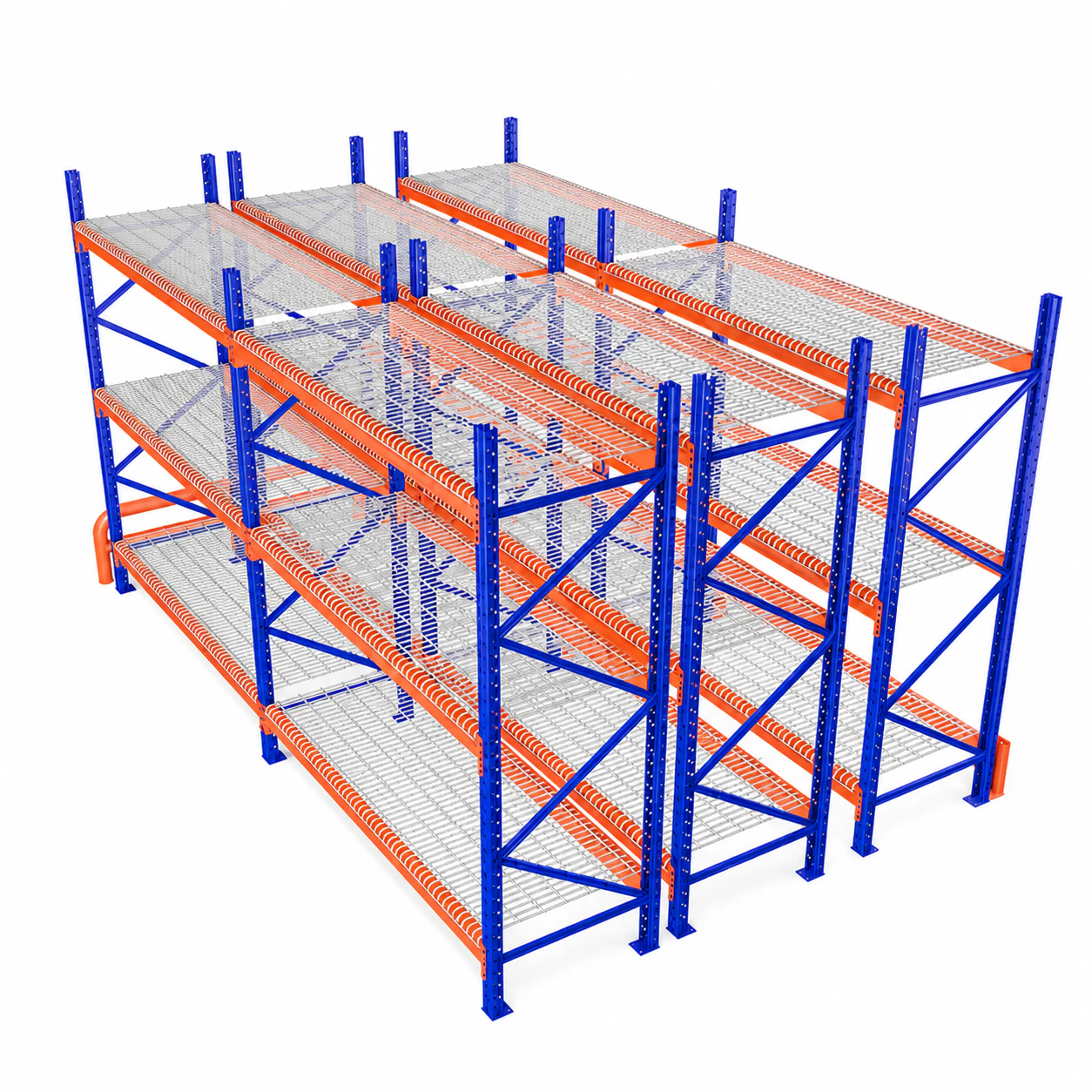 Multi-Tier Steel Mezzanine Platform with Access Stairs