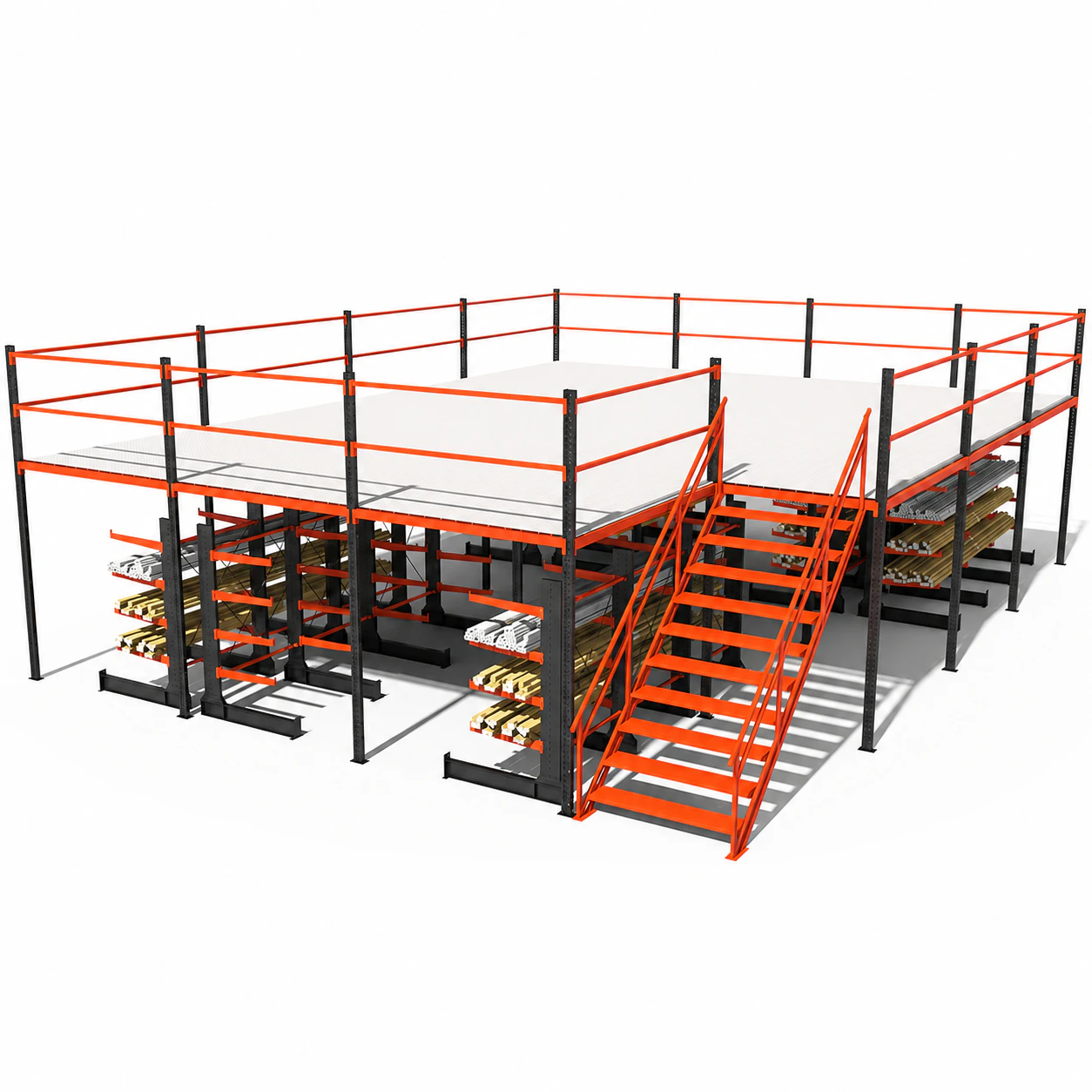 Heavy-Duty Steel Mezzanine with Stairs