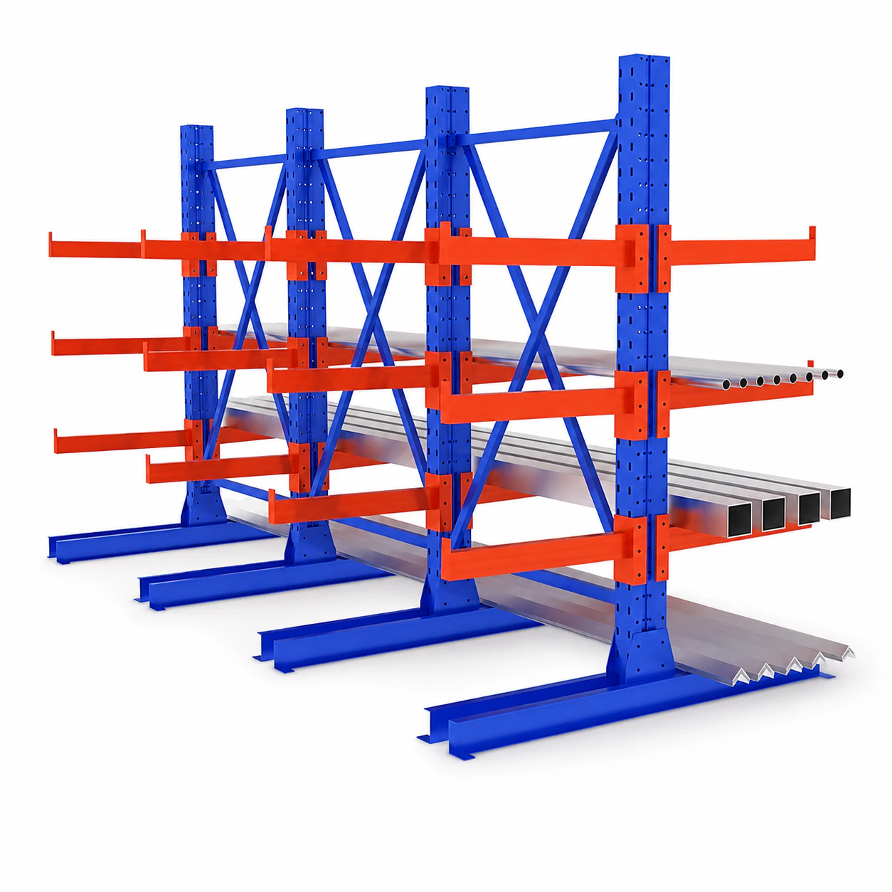 Powder-Coated Cantilever Rack for Warehouse Storage