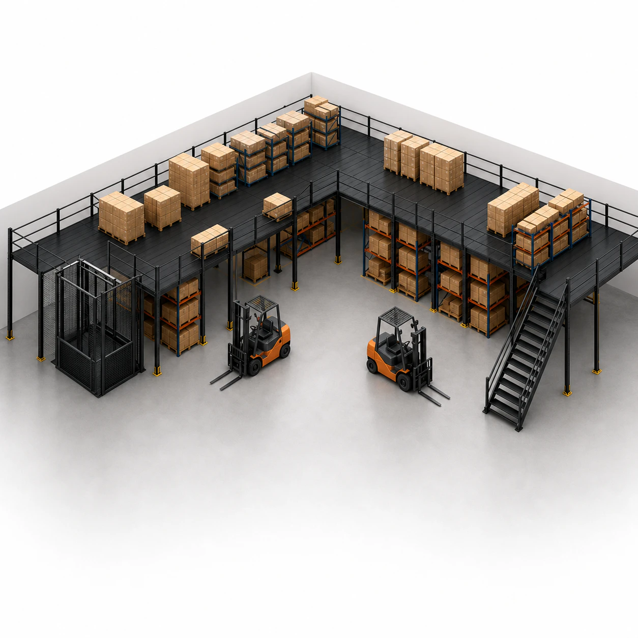 High-Capacity Warehouse Mezzanine Platform